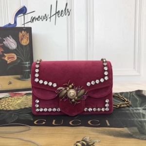 Gucci Broadway Small Velvet Bee Shoulder Bag